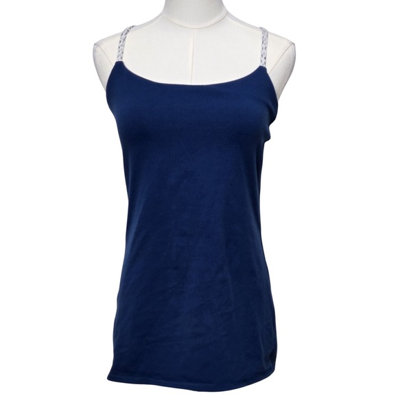 Lululemon Tank Top Womens 8 Teal Strappy Cross Back Shelf Yoga Gym - Picture 1 of 12